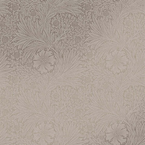 Marigold Fibrous Dark Taupe & Metallic Victorian Floral Wallpaper