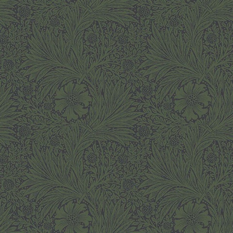 Marigold Fibrous Green Victorian Floral Wallpaper