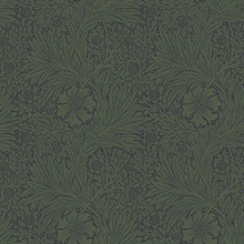 Marigold Fibrous Green Victorian Floral Wallpaper