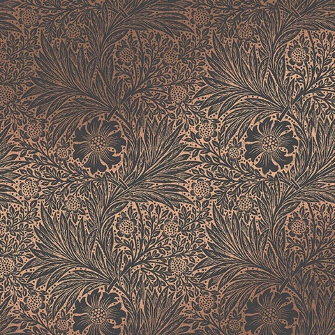 Marigold Fibrous Rose Gold Victorian Floral Wallpaper