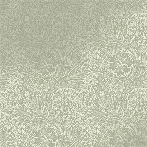 Marigold Fibrous Sage Victorian Floral Wallpaper