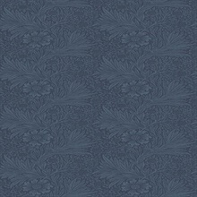 Marigold Tonal Floral Prussian Blue Wallpaper