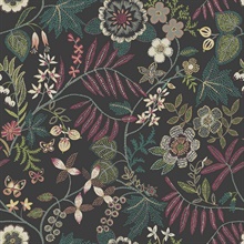 Marilyn Black Floral Trail Wallpaper