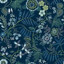 Marilyn Dark Blue Floral Trail Wallpaper