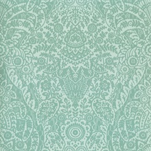 Maris Mint Flock Velvet Textured Damask Wallpaper