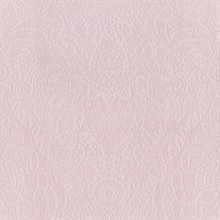 Maris Pink Flock Velvet Textured Damask Wallpaper