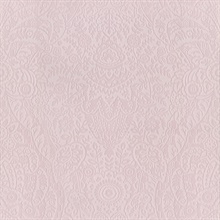 Maris Pink Flock Velvet Textured Damask Wallpaper