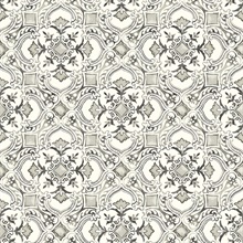 Marjoram Black Floral Tile Wallpaper