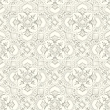 Marjoram Light Grey Floral Tile Wallpaper