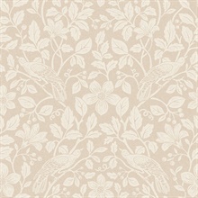 Marlow Beige Bird Vine Wallpaper