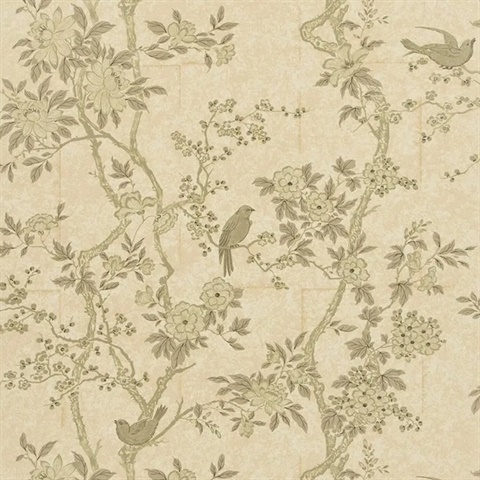 Marlowe Floral Mother Of Pearl Floral Branch Ralph Lauren Wallpaper