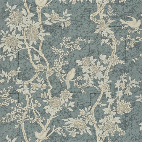 Marlowe Floral Slate Floral Branch Ralph Lauren Wallpaper