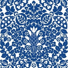 Marni Blue Fruit Paisley Damask Wallpaper