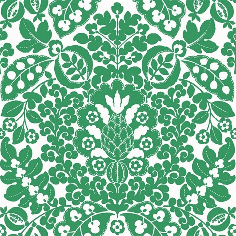 Marni Green Fruit Paisley Damask Wallpaper