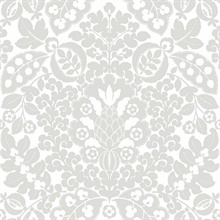Marni Grey Fruit Paisley Damask Wallpaper