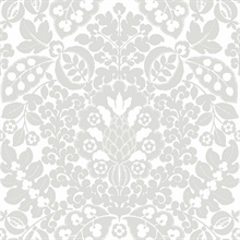 Marni Grey Fruit Paisley Damask Wallpaper