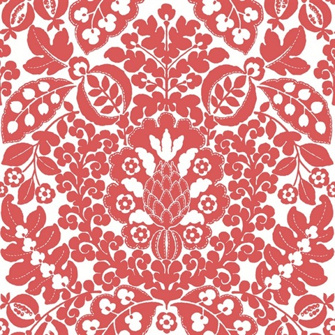 Marni Red Fruit Paisley Damask Wallpaper