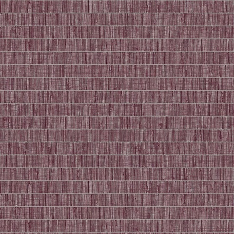 Maroon Faux Grass Horizontal Stripe Wallpaper