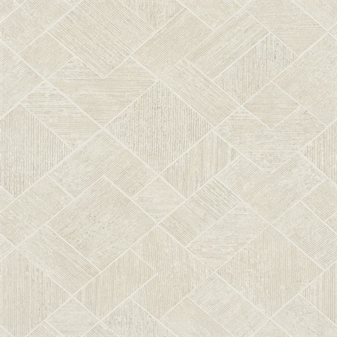 Marquetry Beige Tile Wallpaper
