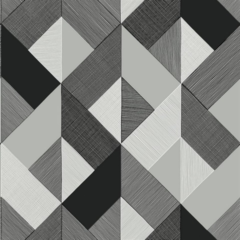Marquetry Greystone Peel and Stick Wallpaper
