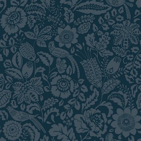 Marta Navy Floral Trail Wallpaper