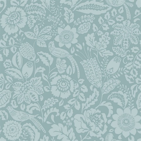 Marta Teal Floral Trail Wallpaper