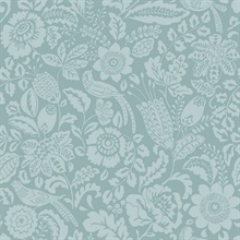 Marta Teal Floral Trail Wallpaper