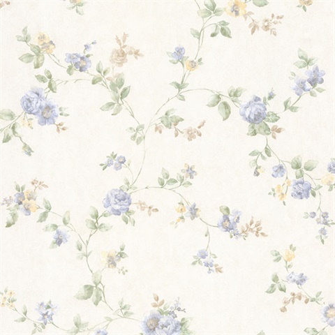 Mary Light Blue Floral Vine