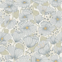 Matilda Blue Poppy Fields Scandanavian Floral Wallpaper