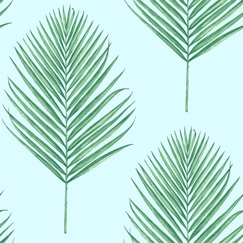 Maui Palm Botanical Celeste & Jade Peel and Stick Wallpaper