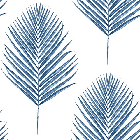 Maui Palm Botanical Coastal Blue Peel and Stick Wallpaper