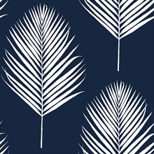 Maui Palm Botanical Midnight Blue & White Peel and Stick Wallpaper