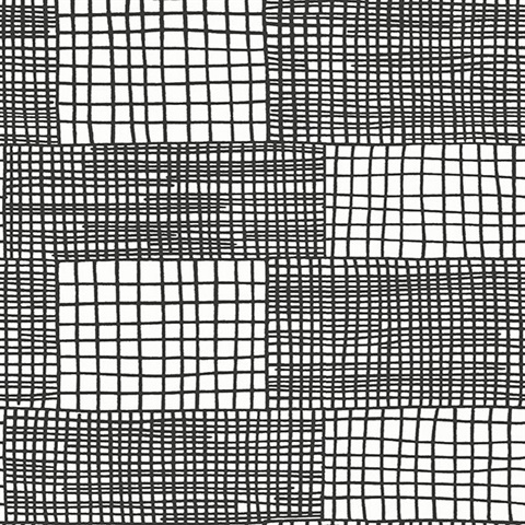 Maxwell Black Funky Retro Geometric Squares Wallpaper