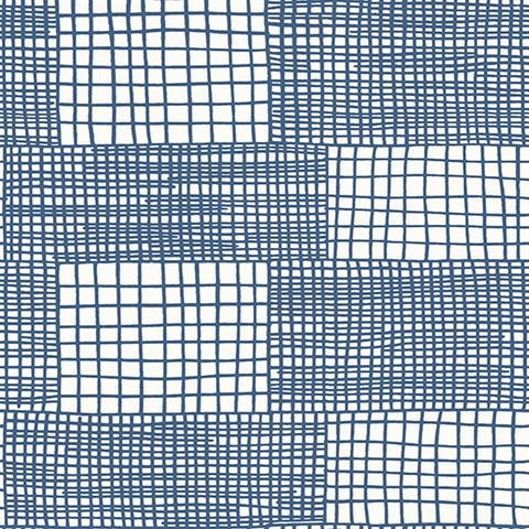 Maxwell Blue Funky Retro Geometric Squares Wallpaper