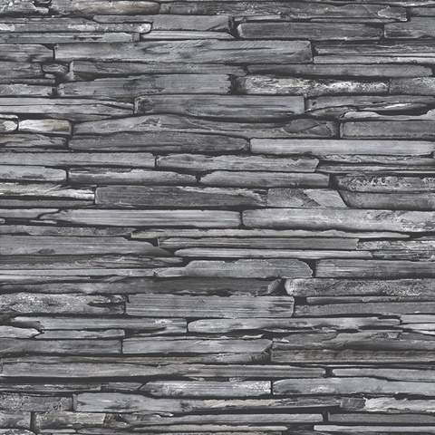 McGuire Grey Stacked Slate Wallpaper