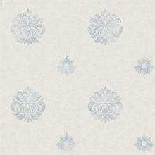 Meadow Blue Medallion Wallpaper