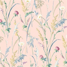 Meadow Flowers Floral Lightly Pink Peel and Stick Wallpaper