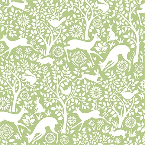Meadow Green Animals Wallpaper