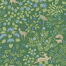 Meadow Green Woodland Floral Peel &amp; Stick Wallpaper