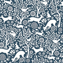 Meadow Navy Animals Wallpaper