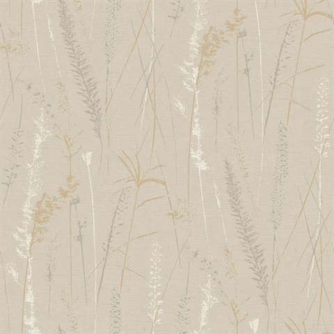 Meadow Splendor Neutral Botanical Wallpaper