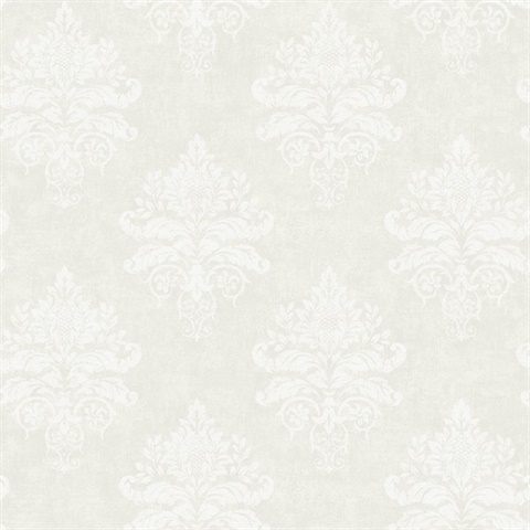Cream & Light Taupe Medallion Damask Wallpaper