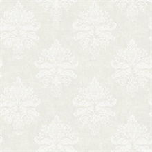 Cream & Light Taupe Medallion Damask Wallpaper