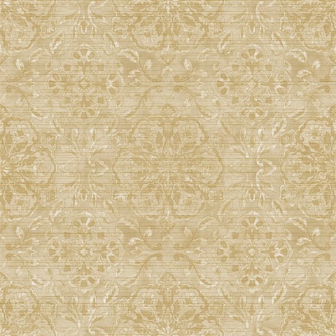 Beige Medallion String Wallpaper