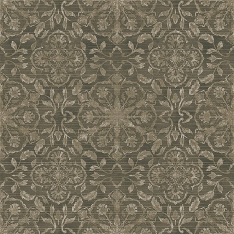 Bronze Brown Medallion String Wallpaper