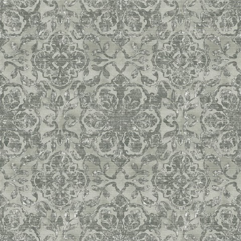 Grey & Silver Medallion String Wallpaper