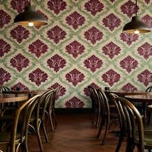 Mediterranean Damacus Damask Commercial Wallpaper