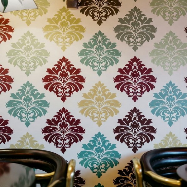 Mediterranean Oasis Damask Commercial Wallpaper
