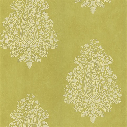 Mehndi Light Green Paisley