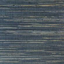 Meilin Dark Denim Natural Grasscloth Wallpaper
